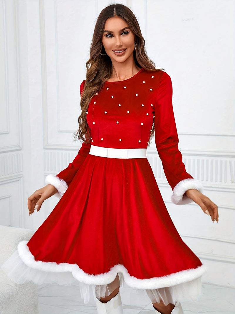 Women's Festive Santa-Inspired Christmas Dress