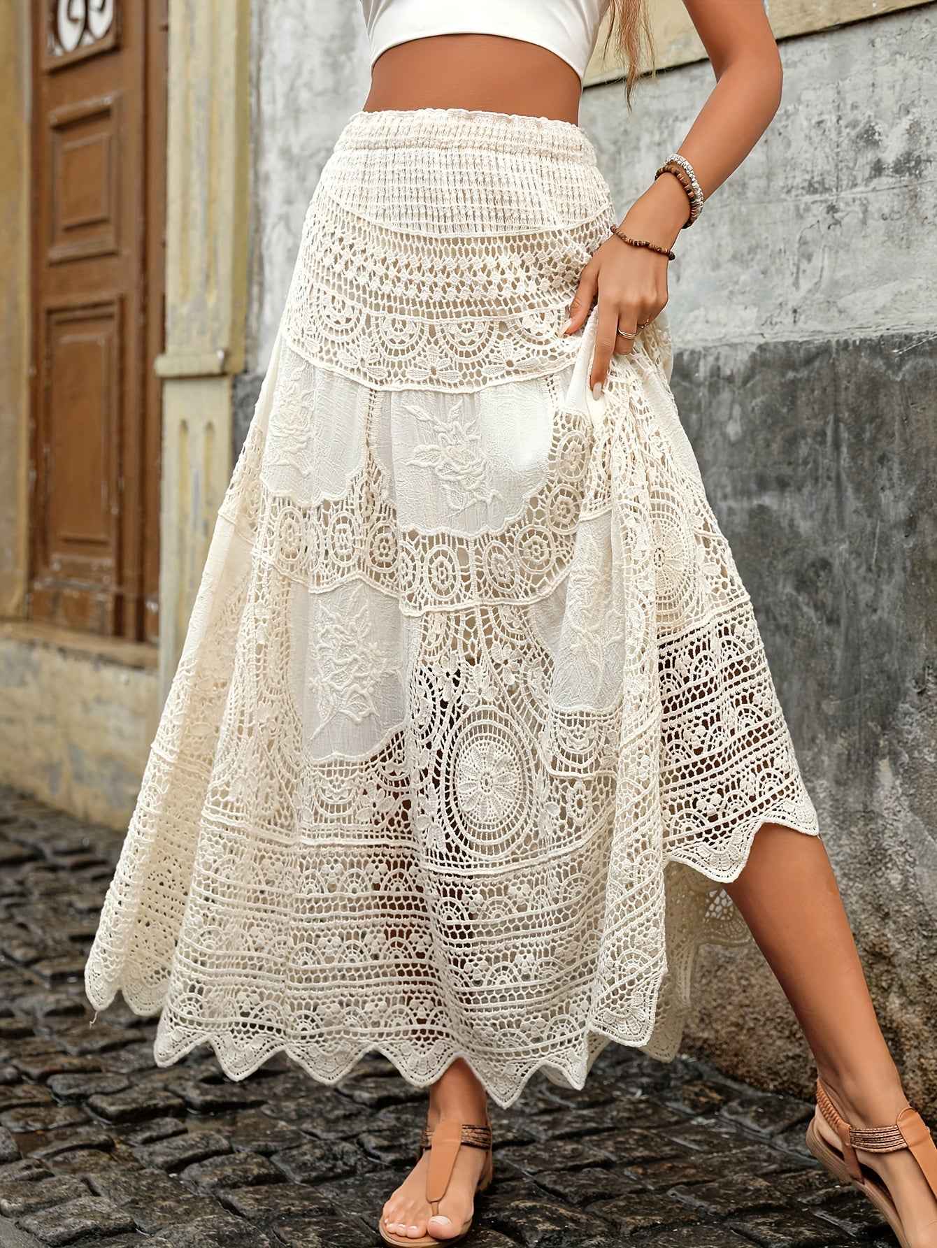 Chic Lace Midi Skirt for Women