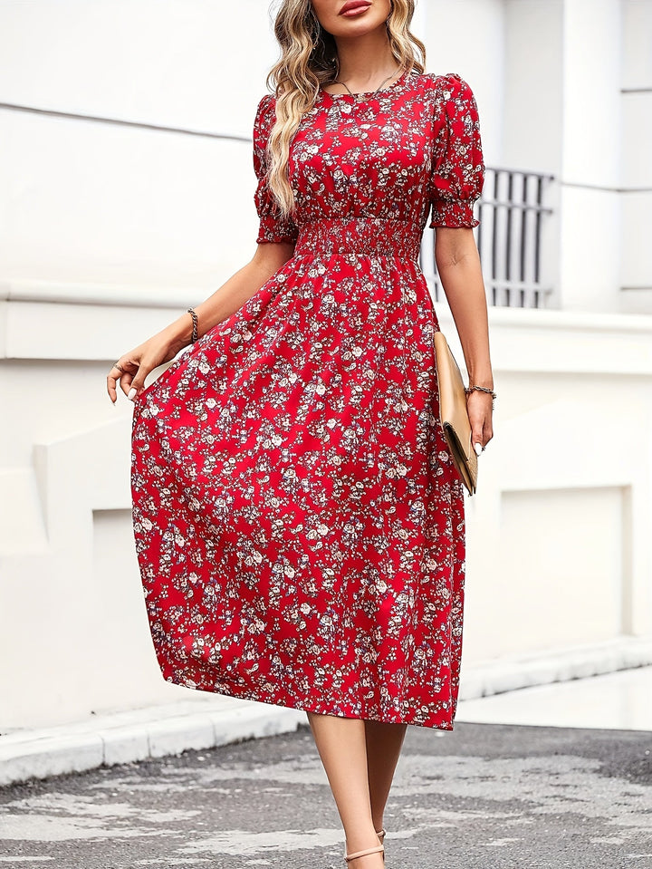 Floral Shirred Waist Dress