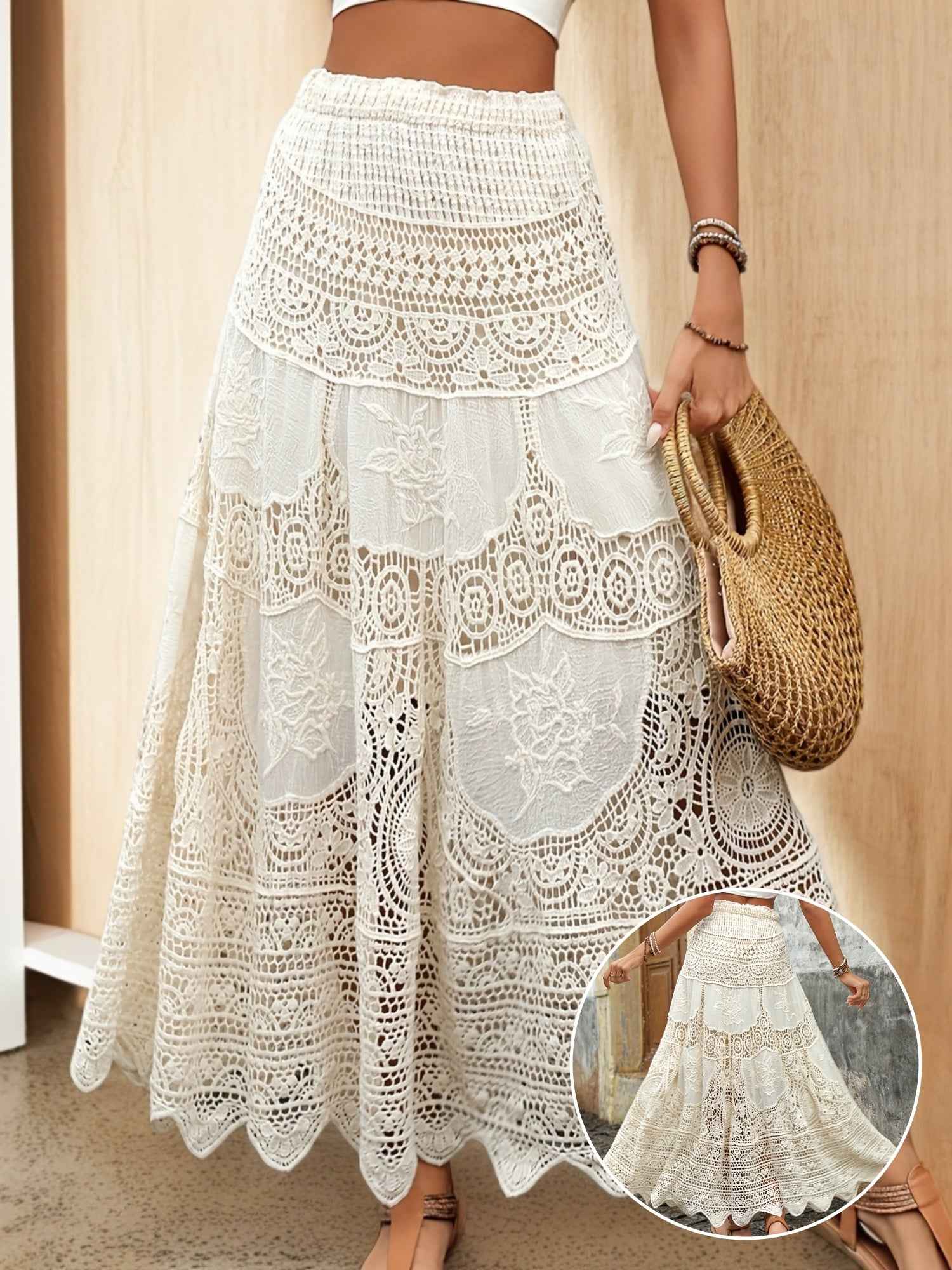 Chic Lace Midi Skirt for Women