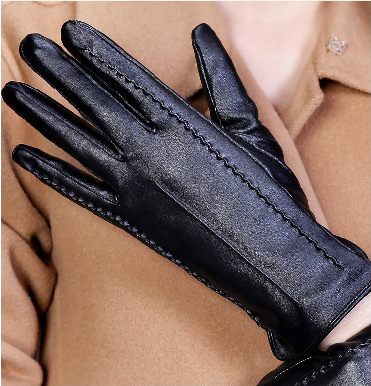 Elegant Women's Genuine Leather Touchscreen Gloves