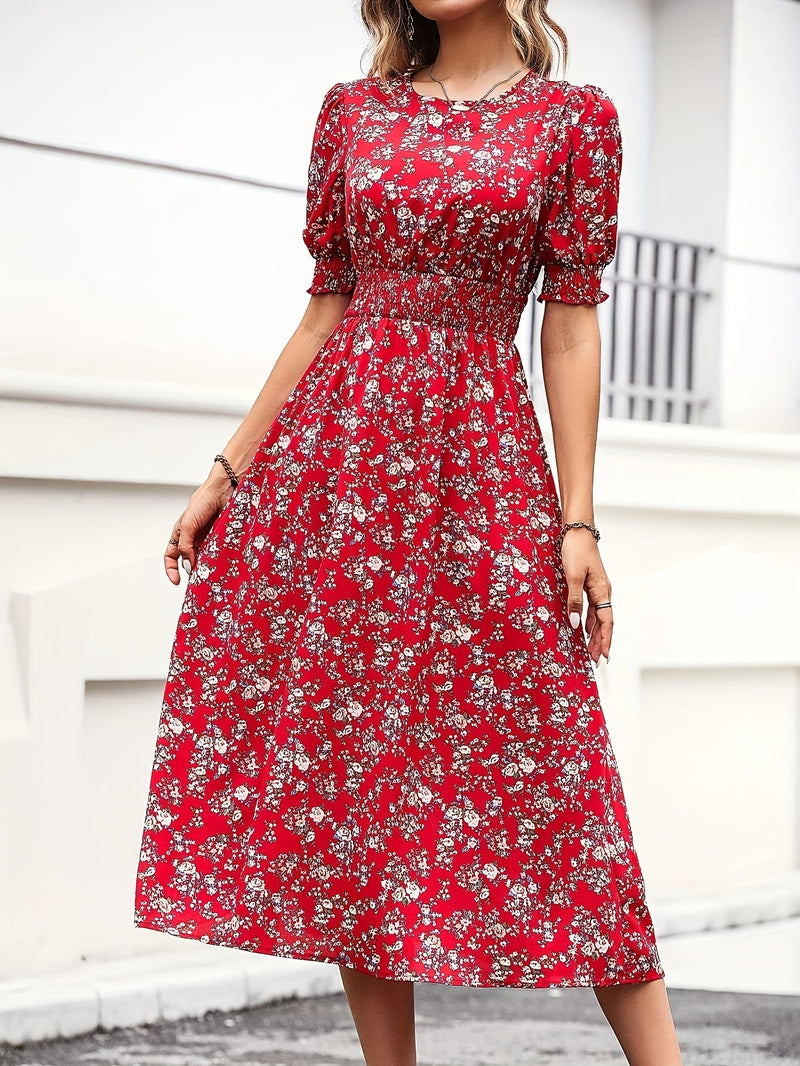 Floral Shirred Waist Dress