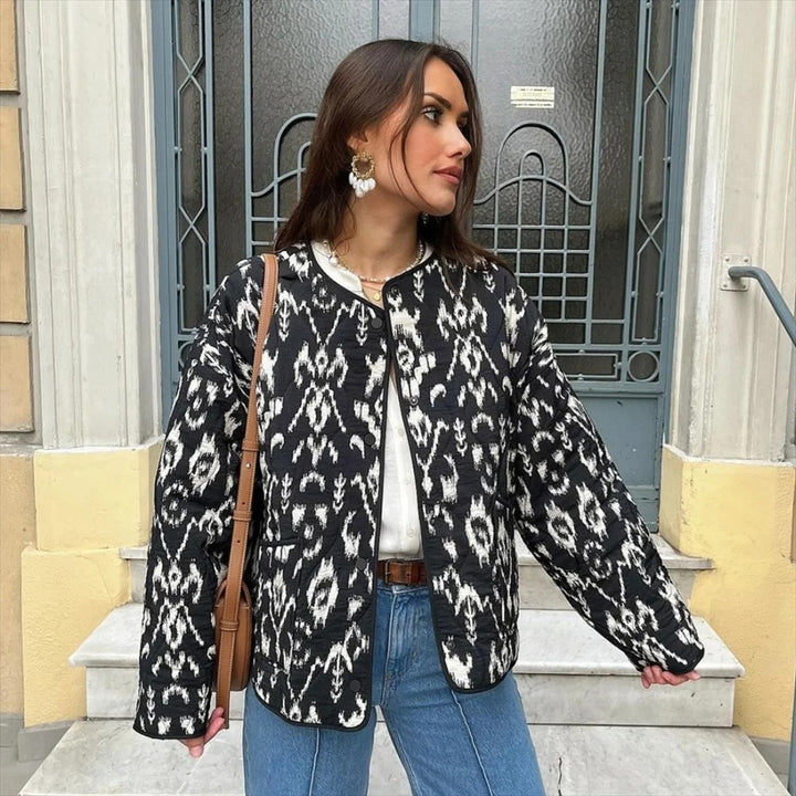 TRAFZA Casual Leopard Print Oversized Jackets