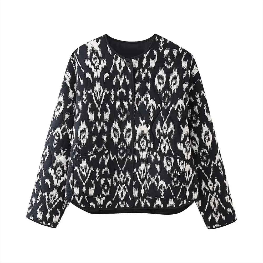 TRAFZA Casual Leopard Print Oversized Jackets